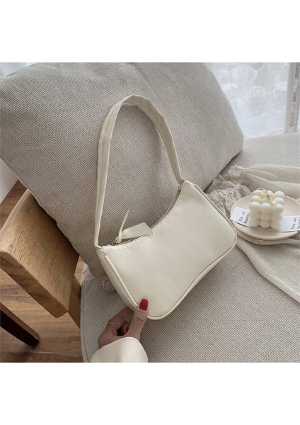 Kadınlar Için Beyaz Retro Tote Çanta 2023 Trendy Vintage Çanta Kadın Küçük Subaxillary Çantalar Rahat Retro Mini Omuz Çantası Mini Çanta (Yurt Dışından)