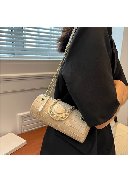 Siyah Küçük Zincir Namlu Şekilli Pu Deri Çanta Kadınlar Için 2023 Moda Yeni Kadın Lüks Tasarımcı Çanta Omuz Crossbody Çanta (Yurt Dışından) indirimleri