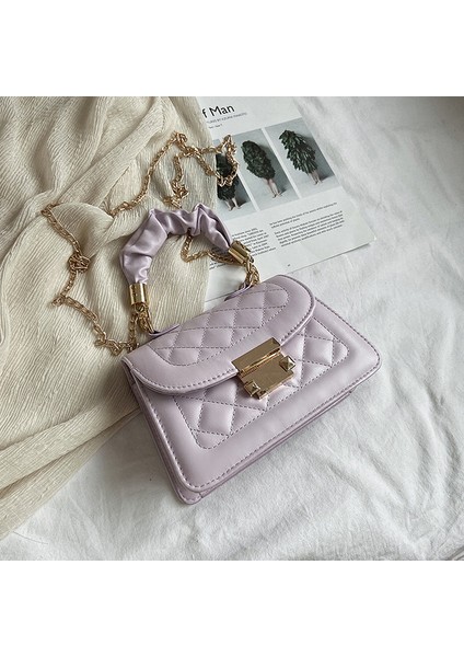 Mor Iplik Zinciri Kadınlar Için Crossbody Çanta Deri Lüks Lüks Marka Eğilim Omuz Debriyaj Moda Tote Çanta (Yurt Dışından)