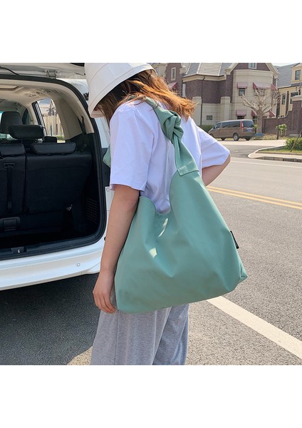 Kremsi Beyaz Kadın Tote Çanta 2022 Omuz Çantaları Kadınlar Için Shopper Naylon Katı Basit Büyük Kapasiteli Çanta Satchel (Yurt Dışından) fiyatları