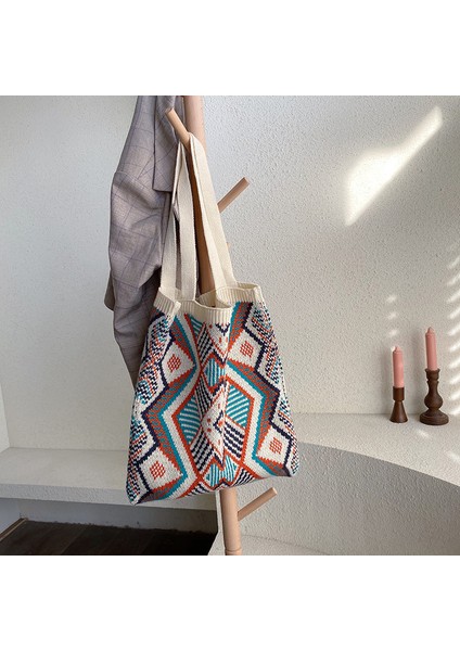 Beigeb Bayan Örgü Çingene Bohemian Boho Chic Aztek Tote Çanta Kadın Tığ Yün Açık Alışveriş Üstten Saplı Çanta 2023 Kadın Günlük Çanta (Yurt Dışından) fiyatları