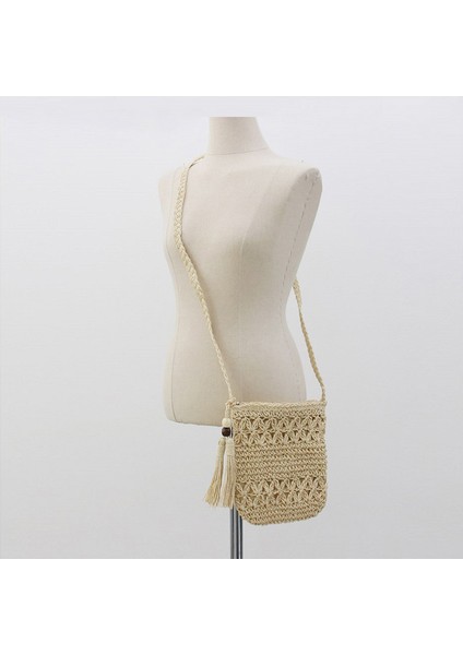 Kahverengi Yeni Hasır Crossbody Çanta Kadınlar Için 2022 Yaz Kadın Rahat Örgü Örgü Içi Boş Çiçek Püskül Askılı Çanta Plaj Bohemia Çanta (Yurt Dışından)