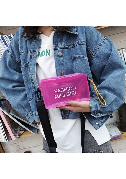 Siyah Şeffaf Lazer Kadınlar Için Crossbody Çanta Şeker Renk Mektup Moda Vahşi Mini Omuz Askılı Çanta Pvc Jöle Küçük Tote Çanta (Yurt Dışından) indirimleri