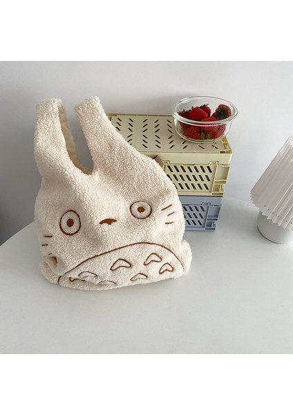 Koyu Yeşil Kadife 2022 Yeni Karikatür Totoro Nakış Kuzu Kumaş Çanta Kadın Kızlar Için Japonya Ins Omuz Çantası Tote Çanta Yumuşak Kürk Shopper Çanta (Yurt Dışından) modelleri