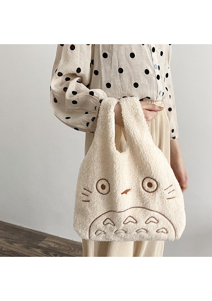 Koyu Yeşil Kadife 2022 Yeni Karikatür Totoro Nakış Kuzu Kumaş Çanta Kadın Kızlar Için Japonya Ins Omuz Çantası Tote Çanta Yumuşak Kürk Shopper Çanta (Yurt Dışından) fırsatları