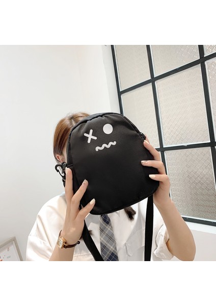 1 Beyaz Basit Güzel Kadın Crossbody Çanta Sevimli Hayalet Baskı Kişilik Omuz Çantaları Çatışma Renkleri Moda Küçük Kapasiteli Kız Çantaları (Yurt Dışından) fırsatları