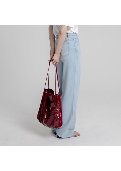 Gök Mavisi Moda Rugan Kadın Omuz Çantaları Vintage Kadın Casual Tote Çanta Büyük Kapasiteli Bayanlar Alışveriş Çantası (Yurt Dışından) modelleri
