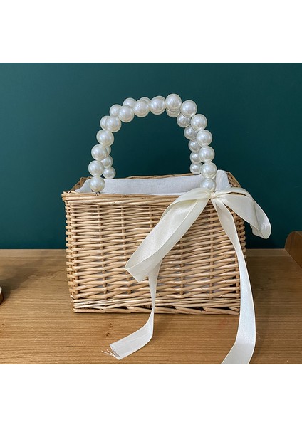 B8 Yuvarlak Yuvarlak Hasır Kova Çanta Vintage El Yapımı Dokuma Daire Rattan Omuz Çantaları 2022 Kadın Yaz Messenger Tatil Rahat Çanta (Yurt Dışından)