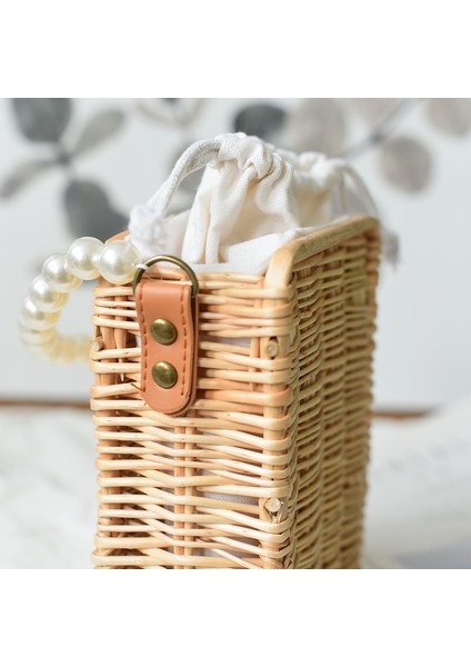 B8 Yuvarlak Yuvarlak Hasır Kova Çanta Vintage El Yapımı Dokuma Daire Rattan Omuz Çantaları 2022 Kadın Yaz Messenger Tatil Rahat Çanta (Yurt Dışından)