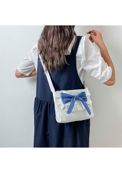 Mavi-Hayır Kolye Lolita Moda Yay Kadın Omuz Çantası Tuval Retro Rahat Askılı Çanta Jk Kız Crossbody Çanta Alışveriş Çantası (Yurt Dışından) fiyatları