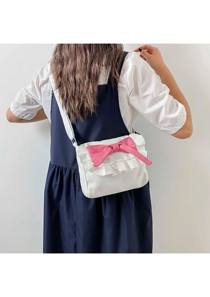 Mavi-Hayır Kolye Lolita Moda Yay Kadın Omuz Çantası Tuval Retro Rahat Askılı Çanta Jk Kız Crossbody Çanta Alışveriş Çantası (Yurt Dışından) modelleri