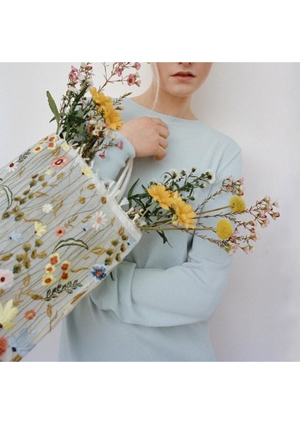 1 Adet Moda Tote Yaz Yeni Stil Örgü Tam Nakış Çiçekler Açık Omuzdan Askili Çanta Romantik Çanta Kadın Eko Alışveriş Çantası 2022 (Yurt Dışından) modelleri