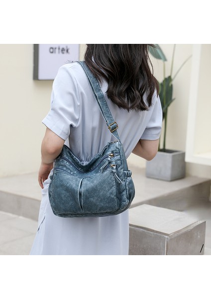 Kahverengi Kadın Çantaları Omuz Çantası Yıkanmış Deri Çantalar Vintage Omuz Crossbody Yeni Trend Klasik Messenger Paketi Kahverengi Retro Hobos (Yurt Dışından) fırsatları