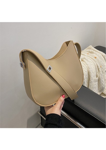 Haki 2022 Pu Katı Deri Omuz Çantaları Kadınlar Için Moda Kadın Çanta Rahat Bayanlar Crossbody Çanta Vintage Postacı Çantası Kadın (Yurt Dışından)