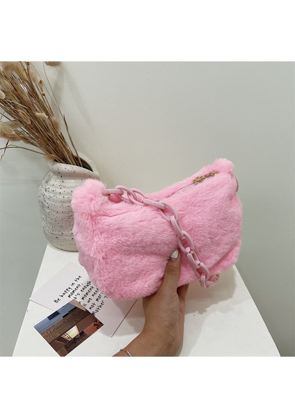 Siyah Yeni Kadın Yumuşak Peluş Omuz Çantası Sonbahar Kış Küçük Koltukaltı Çanta Kadın Akrilik Zincir Kabarık Çanta Seyahat El Çantası ve Çantalar (Yurt Dışından) indirimleri