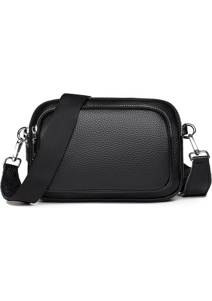 Kadınlar 2022 Tasarımcı 3 Katmanlı Küçük Kadın Cep Telefonu Çanta Moda Kadınlar Çanta Için Siyah% 100 Gerçek Deri Omuz Crossbody Çanta (Yurt Dışından)