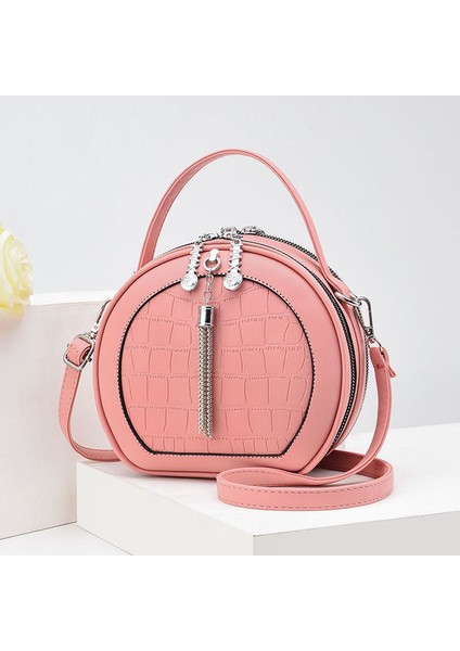 Pembe B Tasarımcı Deri Yuvarlak Püskül Tote Çanta Kadın Çanta Omuz Çantaları Lüks Çantalar Crossbody Çanta Çanta Сумки Для Женщин Bolsa (Yurt Dışından)