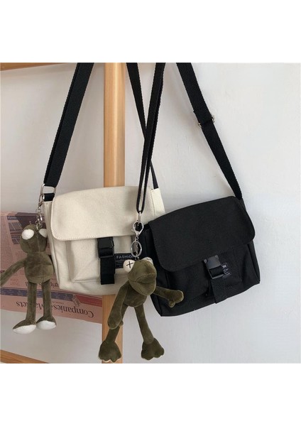 Siyah Tuval Crossbody Çanta Kızlar Için Küçük Çanta Omuz Çantası Rahat Kadın Çantası Düz Renk Kadın Askılı Çanta Kolye ile (Yurt Dışından) fiyatları