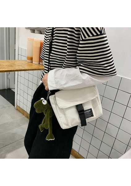 Siyah Tuval Crossbody Çanta Kızlar Için Küçük Çanta Omuz Çantası Rahat Kadın Çantası Düz Renk Kadın Askılı Çanta Kolye ile (Yurt Dışından) fırsatları