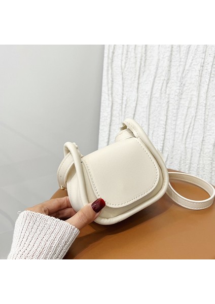 Beyaz Kadın Tasarımcı Omuz Crossbody Çanta Küçük Pu Deri Düz Renk En Saplı Çanta Alışveriş Mini Ruj Messenger Tote (Yurt Dışından)