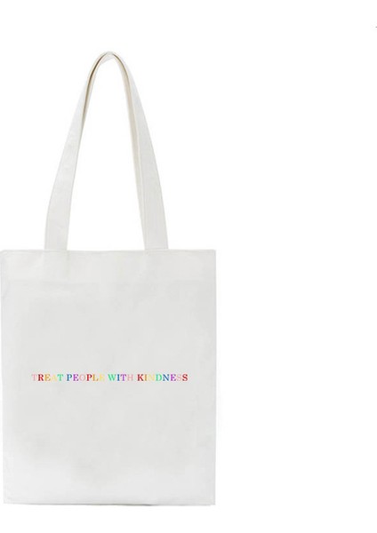 White-B Kadın Çantası Rahat Büyük Kapasiteli Omuz Çantaları Shopper Tuval Mektubu Moda Harajuku Baskı Shopper Çanta (Yurt Dışından)
