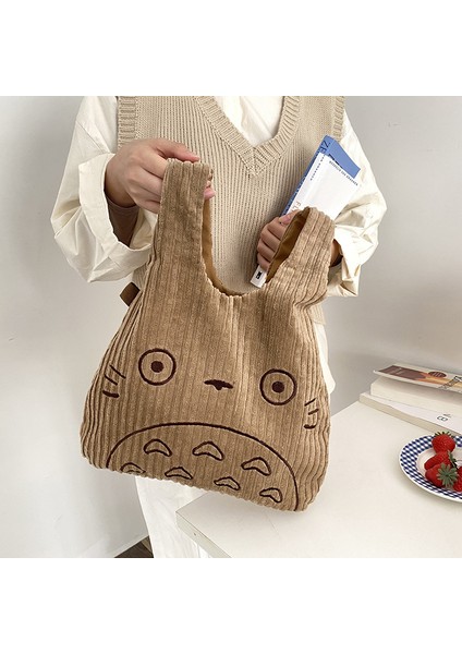 Beyaz Kuzu Karikatür Totoro Nakış Kuzu Kumaş Çanta Kadın Kızlar Için Japonya Ins Omuz Çantası Tote Çanta Yumuşak Kürk Alışveriş Çantaları Cüzdanlar (Yurt Dışından) indirimleri