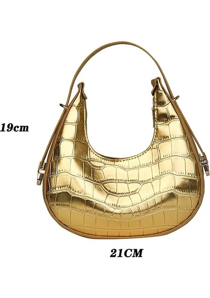 Gold-B Pu Leather Women Luxury Designer Handbag Purses 2023 Fashion Vintage Double Zipper Half Moon Crescent Hobos Shoulder Bags (Yurt Dışından) indirimleri