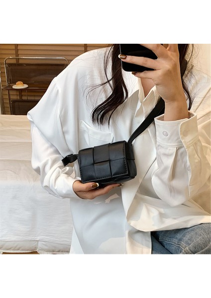 Beyaz 2022 Moda Mini Bayanlar Kare Örgü Çanta Pu Deri Omuz Kadınlar Için Crossbody Çanta Düz Renk Kızlar Küçük Çantalar (Yurt Dışından) modelleri
