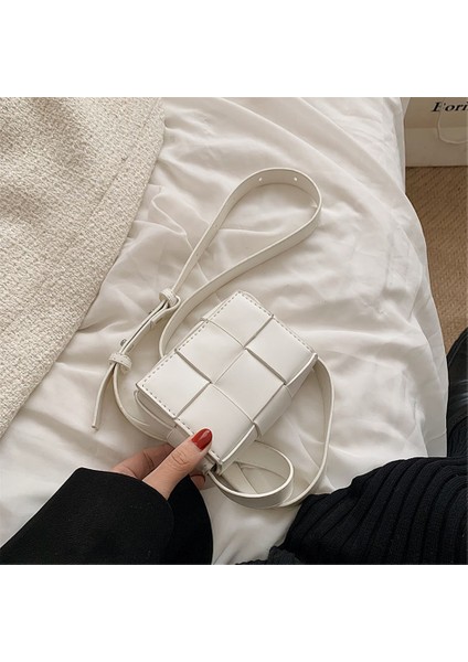 Beyaz 2022 Moda Mini Bayanlar Kare Örgü Çanta Pu Deri Omuz Kadınlar Için Crossbody Çanta Düz Renk Kızlar Küçük Çantalar (Yurt Dışından) fırsatları