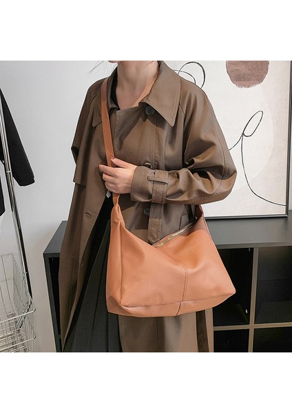 Kahverengi Lüks Tasarımcı Çanta Bez Kadın Çanta Büyük Kapasiteli Omuz Çantaları Markalar Kadınlar Için Yumuşak Pu Shopper Çantalar Crossbody Çanta (Yurt Dışından)