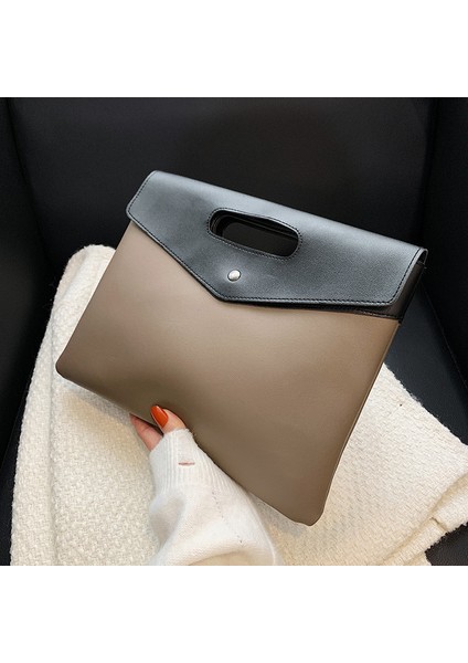 Kahverengi Yeni Debriyaj Kore Baskılı Kadın Çantası Evrak Çantası ile Çanta Kadın Çantası Tablet Çantası Düz Zarf Çanta Büyük Çantalar Çantalar (Yurt Dışından) modelleri
