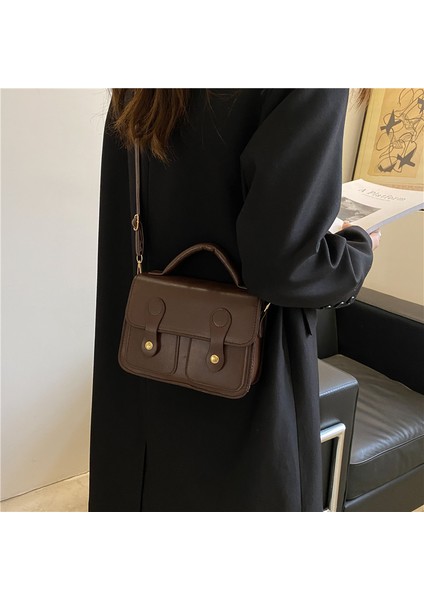 Koyu Kahverengi Yeni Moda Pu Çapraz Çapraz Çanta Basit Kadın Omuz Çantası Düz Renk Çanta Kadın Postacı Çantası Bayanlar Crossbody Çanta (Yurt Dışından) indirimleri