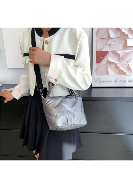 Gri Kış Uzay Pamuk Omuz Çantası Kadın Çantaları Için Yüksek Kaliteli Moda Aşağı Çantalar Lüks Tasarımcı Bayanlar Crossbody Çanta Sense (Yurt Dışından) fırsatları