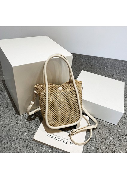 Kadınlar Için Beyaz Örgü Bez Çantalar Bohem Tarzı Omuz Çantası Plaj Hasır Çanta ve Çantalar Seyahat Crossbody Messenger Çanta Bolso Mujer (Yurt Dışından)