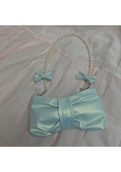 Beyaz Girly Inci Yay Sevimli Koltukaltı Çanta Peri Kadın Küçük Pembe Omuz Çantası Yumuşak Pu Deri Kadın Sedefli Debriyaj Çanta Çanta (Yurt Dışından) indirimleri