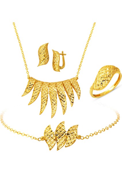 Alev Model 22 Ayar Altın Nişan Set Takımı