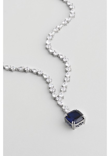 Okyanus Kalbi 18 Ayar Beyaz Altın Kaplama 42 cm Gümüş Gerdanlık fiyatları