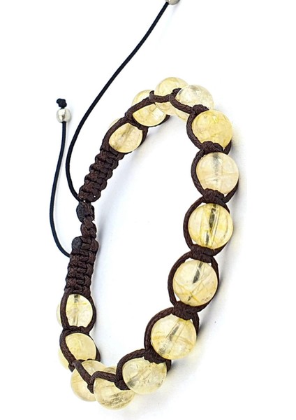 Sitrin Taşlı Tasarım Doğal Taş Şambala Bileklik