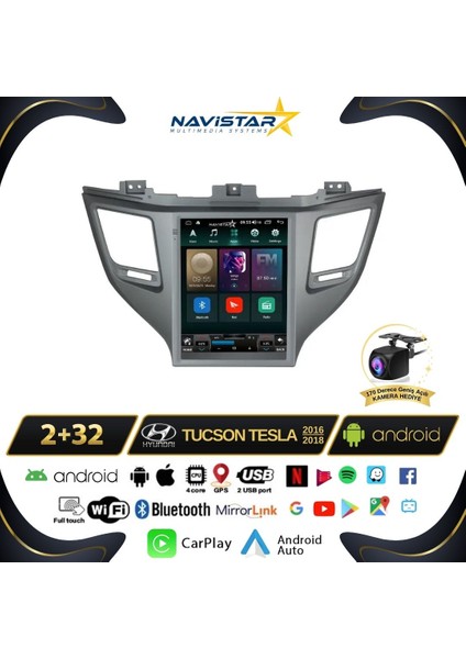 Hyundai Tucson Tesla 2016-2018 Model 2gb + 32GB Kablosuz Carplay