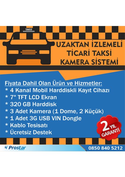 Ticari Taksiler Için Uzaktan Izlemeli Kamera Sistemi Seti