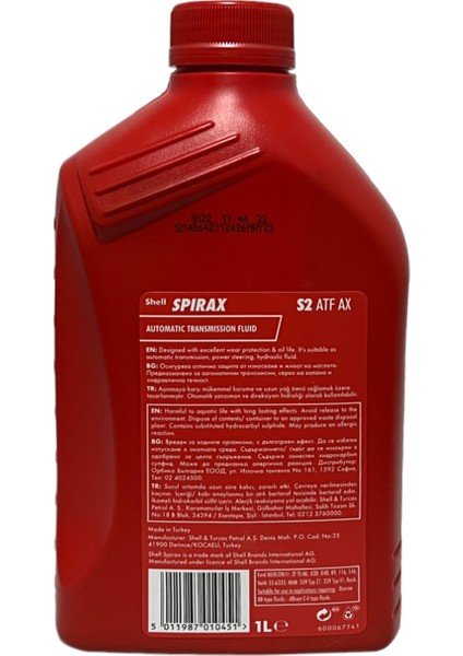 Sprirax S2 Atf Ax Otomatik Şanzıman Yağı 1 Litre