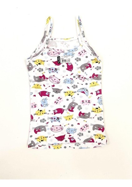 0850 Kız Çocuk Ip Askılı Desenli Atlet 6 Adet fiyatları