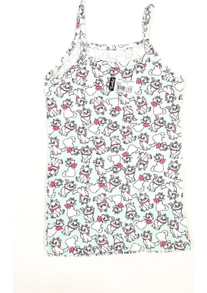 0850 Kız Çocuk Ip Askılı Desenli Atlet 6 Adet modelleri