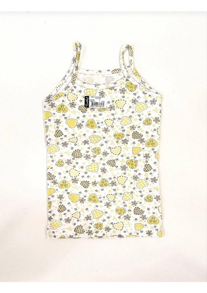 0850 Kız Çocuk Ip Askılı Desenli Atlet 6 Adet indirimleri