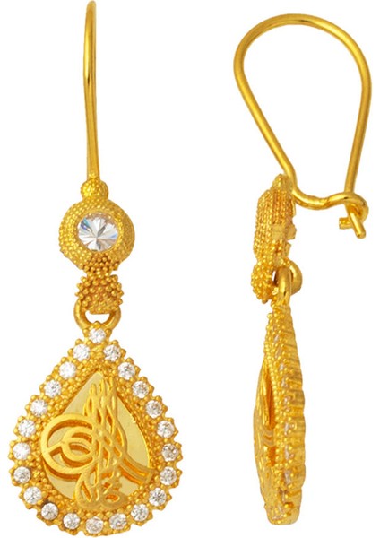 Sallantılı Osmanlı Tuğralı Altın Küpe