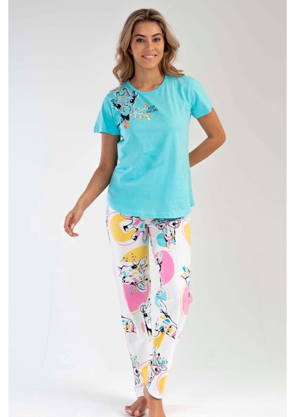 Pamuklu Kadın Kısa Kol Pijama Takım