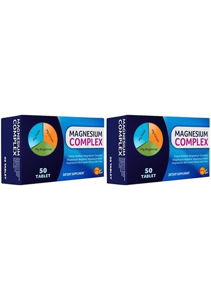 Magnesium Complex 2 x 50 Tablet Magnezyum Bisglisinat Malat Sitrat Kompleks