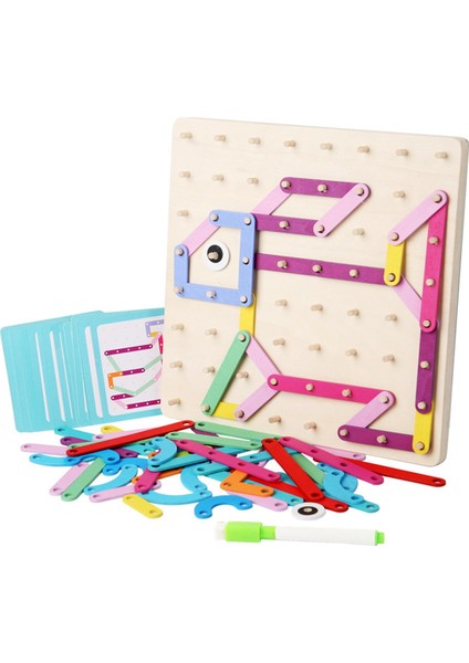 Ahşap Pegboard Oyuncak Seti Blok Eşleşen Oyuncak Çocuklar Için Desen Kartları (Yurt Dışından)