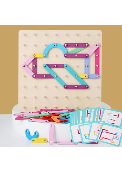 Ahşap Pegboard Oyuncak Seti Blok Eşleşen Oyuncak Çocuklar Için Desen Kartları (Yurt Dışından)