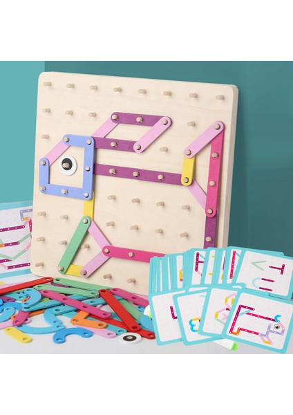 Ahşap Pegboard Oyuncak Seti Blok Eşleşen Oyuncak Çocuklar Için Desen Kartları (Yurt Dışından)